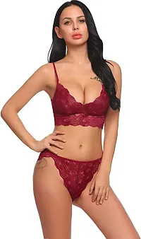 Newba Sexy Babydoll Lingerie Combo Pack for Women/Girls,/Free Size for Sexy, Honeymoon Night Sex Nighty (Maroon)-thumb2