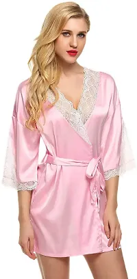 Newba Women's Babydoll,Nighty for Your Lovely, Honeymoon/Night Wear for Women/Nightwear Super Soft Net Babydoll rob (Free Size) (Pink)-thumb3