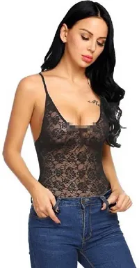 Newba Sexy Babydoll Lingerie, for Women/Girls,/Free. Size for Sex, Honeymoon Night Sex Nighty, Beachwear Black-thumb2