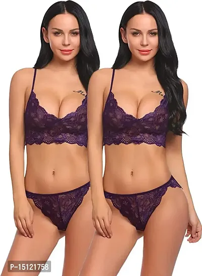 Newba Sexy Babydoll Lingerie Combo Pack for Women/Girls,/Free Size for Sexy, Honeymoon Night Sex Nighty (Purple)