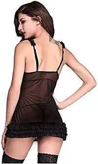 Newba Women's Net Sexy Babydoll Lingerie Nighty for Sexy Honeymoon Night Sex (Black, Free Size)-thumb1