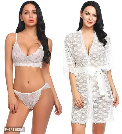 Newba Women's Sexy Babydoll Lingerie, Net Solid Midi Nighty, Lingerie for Night, Honeymoon (Free Size, White)