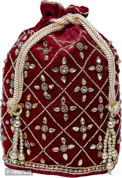 Beautiful Maroon Matka Potli Bags For Women And Girls-thumb0