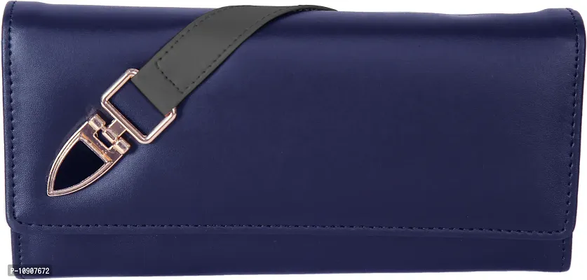 Beautiful Vegan Leather Blue Hand Clutches For Women And Girls-thumb0