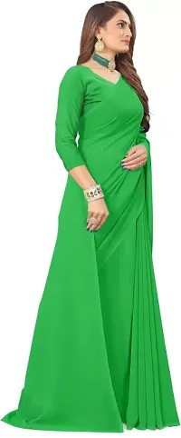 Georgette Plain Saree With Blouse Pcs-thumb3