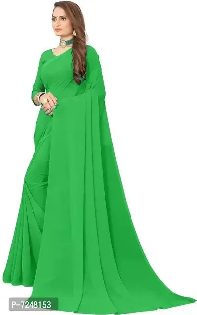 Georgette Plain Saree With Blouse Pcs-thumb5