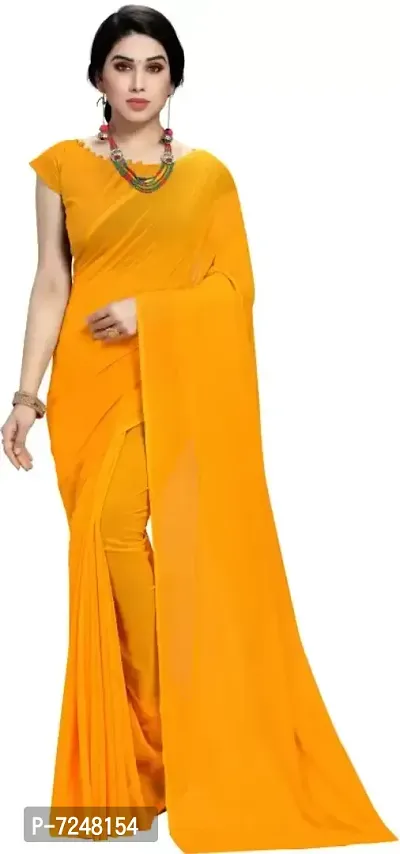 Georgette Plain Saree With Blouse Pcs