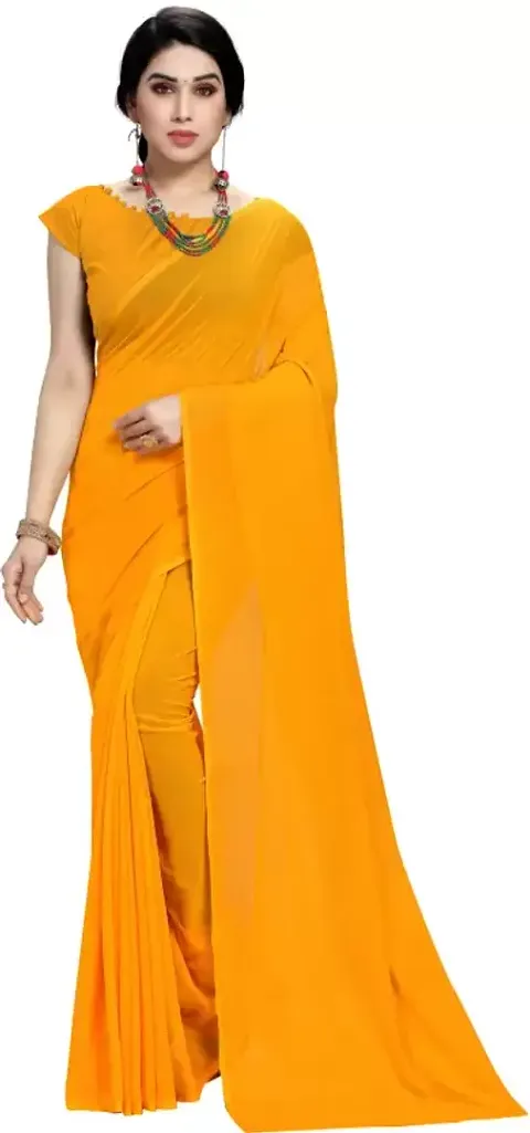 Dailywear Georgette Solid Sarees With Blouse Piece