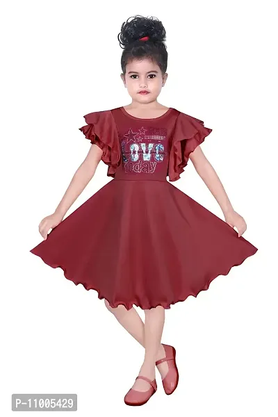 S.M MUNIF Dresses Trendy Dress for Baby/Kids Girls Frock Wedding Dress| Kids Fancy Frock Dresses Cotton Blend Fabric | Ethnic Girls Wear for All Occasions Frock Dress (3-4 Years, Maroon)