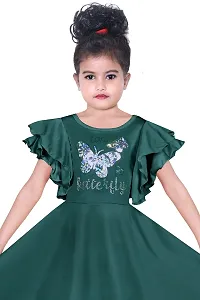 S.M MUNIF Dresses Trendy Dress for Baby/Kids Girls Frock Wedding Dress| Kids Fancy Frock Dresses Cotton Blend Fabric | Ethnic Girls Wear for All Occasions Frock Dress (7-8 Years, Green)-thumb2