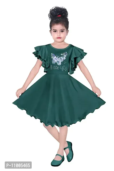 S.M MUNIF Dresses Trendy Dress for Baby/Kids Girls Frock Wedding Dress| Kids Fancy Frock Dresses Cotton Blend Fabric | Ethnic Girls Wear for All Occasions Frock Dress (7-8 Years, Green)-thumb0
