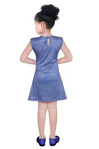 S.M MUNIF DRESSES Girls/Kids Western Style Knee Length Summer Dresses for Girls | Girl Check Printed Above Knee Length Mini/Short Bodycon Regular wear Dress (3-4 Years, Blue & White)-thumb1