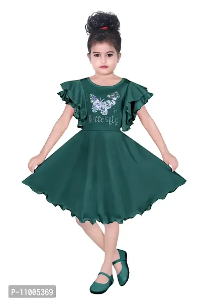 S.M MUNIF Dresses Trendy Dress for Baby/Kids Girls Frock Wedding Dress| Kids Fancy Frock Dresses Cotton Blend Fabric | Ethnic Girls Wear for All Occasions Frock Dress (4-5 Years, Green)-thumb0
