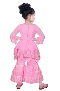 S.M MUNIF DRESSES Trendy Dress For Baby/Kids Girls Printed Sharara Set | Includes Top and Sharara | 100% Cotton | Ethnic Girls Wear for all Occasions Sharara Set for Kids (7-8 Years, Pink)-thumb1