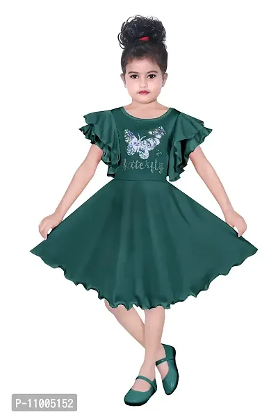S.M MUNIF Dresses Trendy Dress for Baby/Kids Girls Frock Wedding Dress| Kids Fancy Frock Dresses Cotton Blend Fabric | Ethnic Girls Wear for All Occasions Frock Dress (2-3 Years, Green)-thumb0
