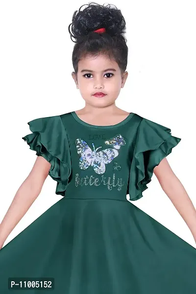 S.M MUNIF Dresses Trendy Dress for Baby/Kids Girls Frock Wedding Dress| Kids Fancy Frock Dresses Cotton Blend Fabric | Ethnic Girls Wear for All Occasions Frock Dress (2-3 Years, Green)-thumb3