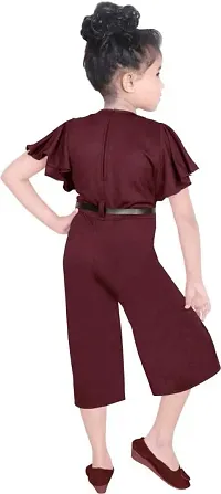 S.M MUNIF DRESSES Trendy Dungaree For Girls Solid Silk Blend | Western And Traditional Jumpsuit For Girls Kids Dresses | Elegant High Waist Designer Sleeves Romper For Girls (5 - 6 Years, Maroon)-thumb1