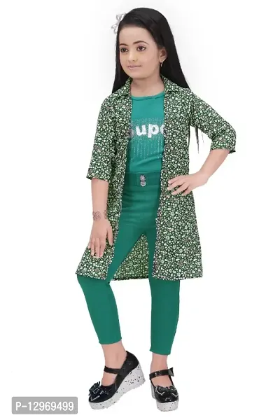 Girls Green Party Wear set-thumb0
