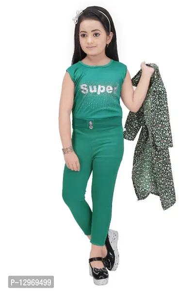 Girls Green Party Wear set-thumb2