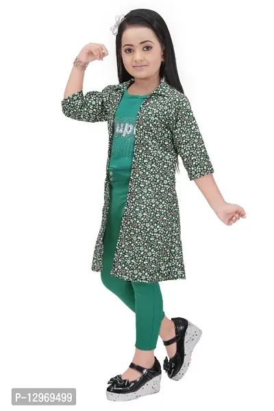 Girls Green Party Wear set-thumb3