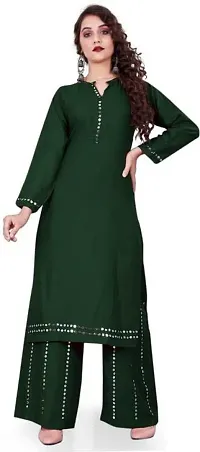 Stylish Rayon Mirror Work Kurta Bottom Set