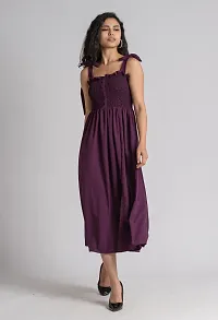 Stylish Polyester Purple Solid Dress For Women-thumb2