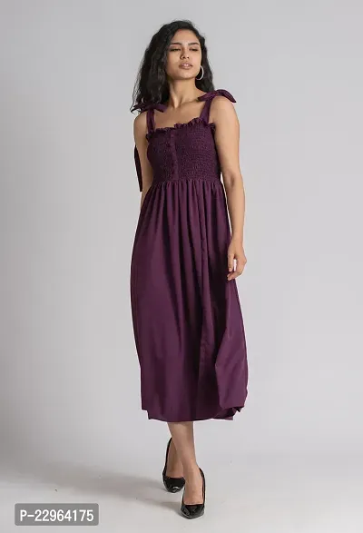 Stylish Polyester Purple Solid Dress For Women-thumb3