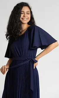 Stylish Polyester Navy Blue Solid Dress For Women-thumb2