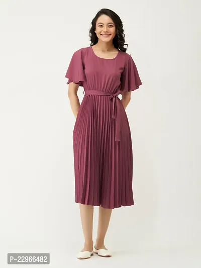 Stylish Polyester Purple Solid Dress For Women-thumb0