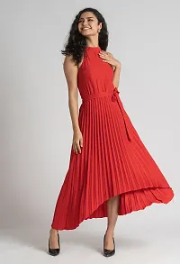 Stylish Polyester Red Solid Dress For Women-thumb3