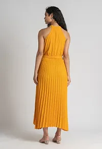 Stylish Polyester Yellow Solid Dress For Women-thumb1