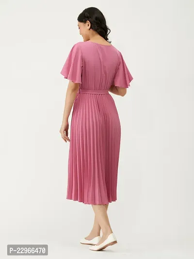 Stylish Polyester Pink Solid Dress For Women-thumb2