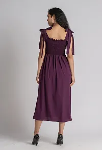 Stylish Polyester Purple Solid Dress For Women-thumb1