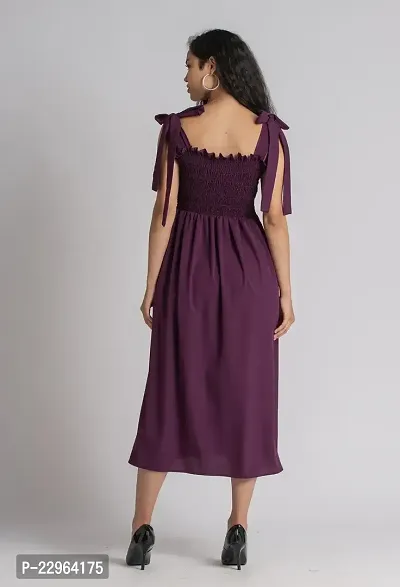 Stylish Polyester Purple Solid Dress For Women-thumb2