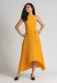 Stylish Polyester Yellow Solid Dress For Women-thumb3