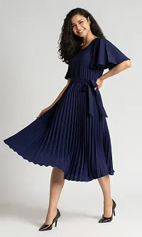 Stylish Polyester Navy Blue Solid Dress For Women-thumb4