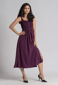 Stylish Polyester Purple Solid Dress For Women-thumb4