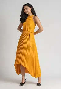 Stylish Polyester Yellow Solid Dress For Women-thumb4