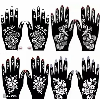 Hand Mehandi Stickers Black Set Of 4-thumb0