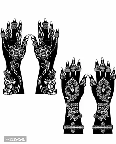 Hand Mehandi Stickers Black Set Of 2-thumb0