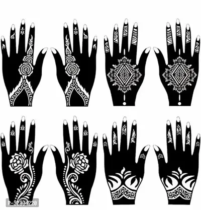 Hand Mehandi Stickers Black Set Of 4-thumb0