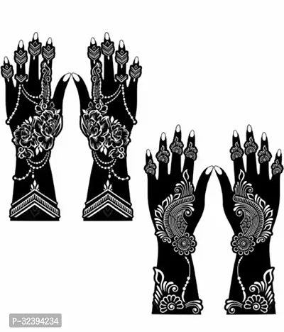 Hand Mehandi Stickers Black Set Of 2-thumb0