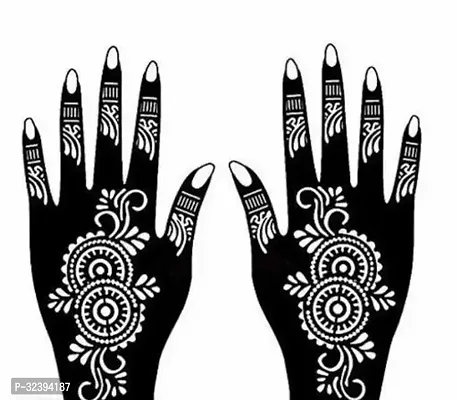 Hand Mehandi Stickers Black Set Of 1-thumb0