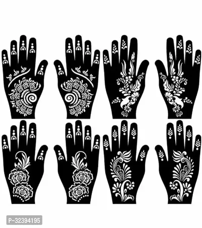 Hand Mehandi Stickers Black Set Of 4-thumb0