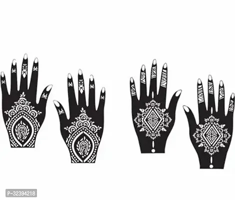 Hand Mehandi Stickers Black Set Of 2-thumb0