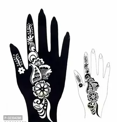 Hand Mehandi Stickers Black Set Of 1-thumb0