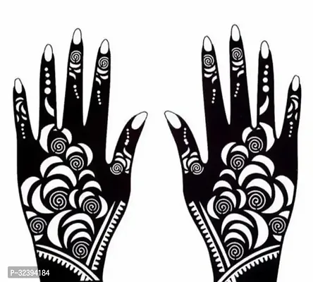 Hand Mehandi Stickers Black Set Of 1-thumb0