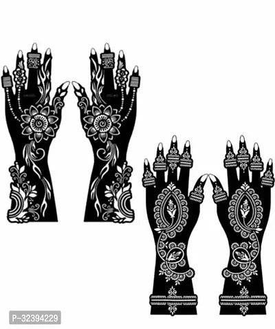 Hand Mehandi Stickers Black Set Of 2-thumb0