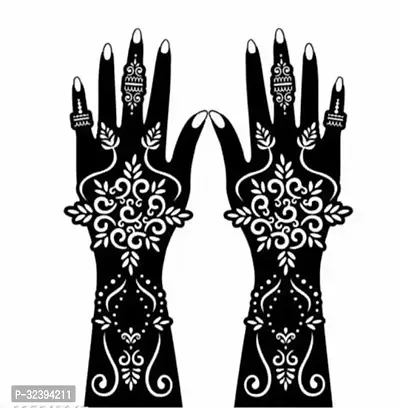 Hand Mehandi Stickers Black Set Of 1-thumb0