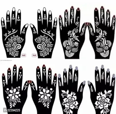 Hand Mehandi Stickers Black Set Of 4-thumb0